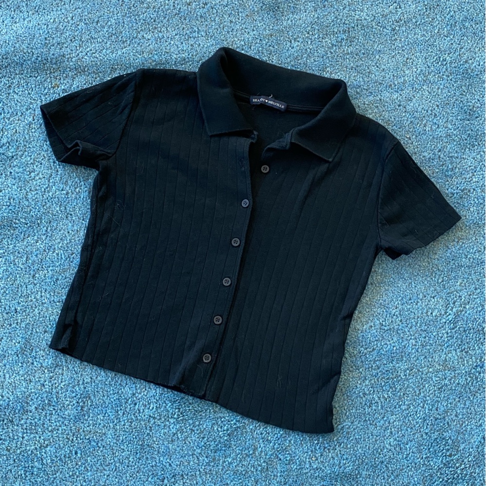 Brandy Melville black buttoned crop top size S $10